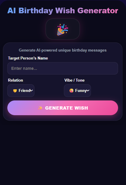 AI Birthday Wish Generator